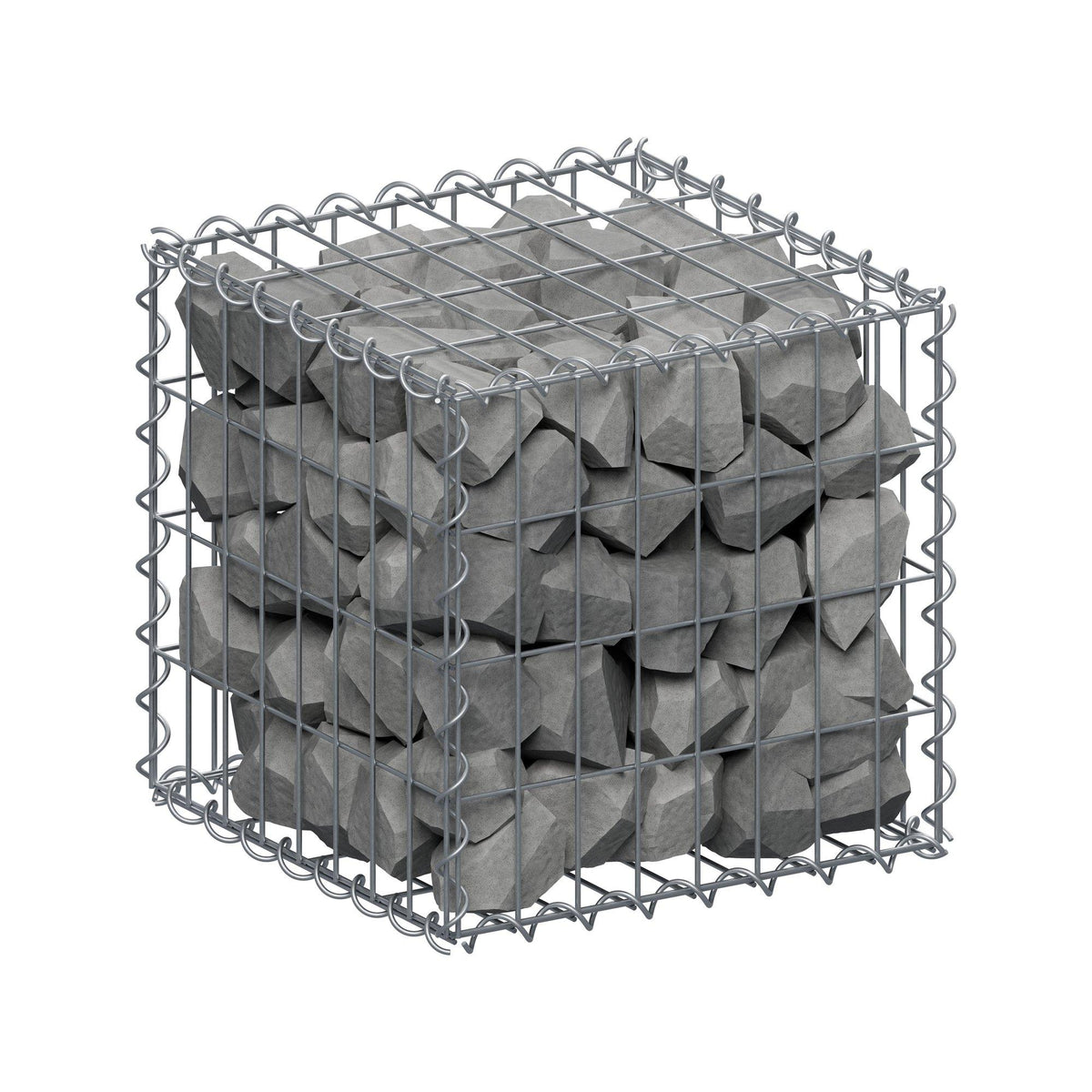 Gabion 40 cm x 40 cm x 40 cm (L x H x D), maskestørrelse 5 cm x 10 cm, spiral