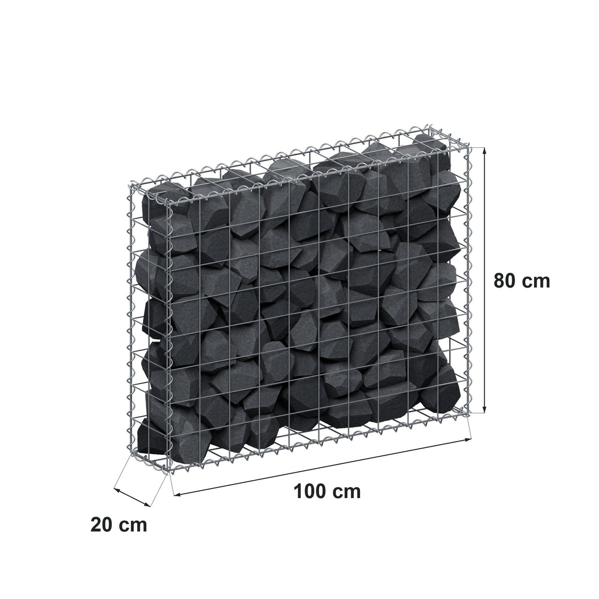 Gabion 100 cm x 80 cm x 20 cm (L x H x P), mailles 10 cm x 10 cm, spirale