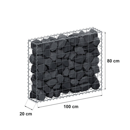Gabion 100 cm x 80 cm x 20 cm (L x H x P), mailles 10 cm x 10 cm, spirale