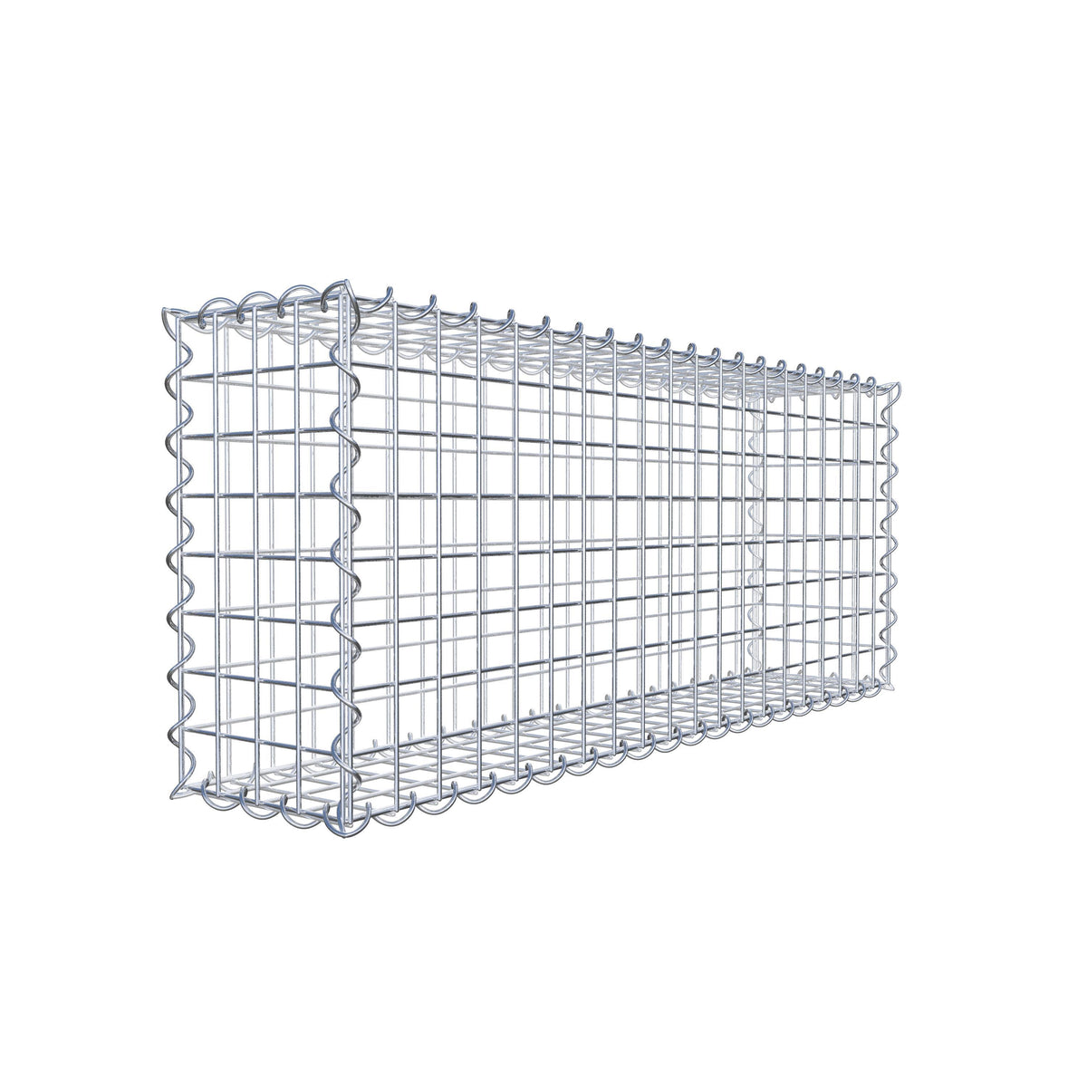 Gabião 100 cm x 40 cm x 20 cm (C x A x P), malhagem 5 cm x 5 cm, espiral