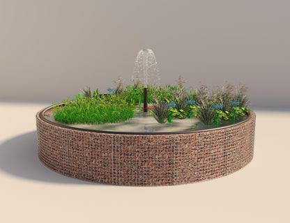 Gabion raised pond, round, outer diameter 442 cm, height 80 cm, mesh size 5 x 5 cm, wall thickness 15 cm