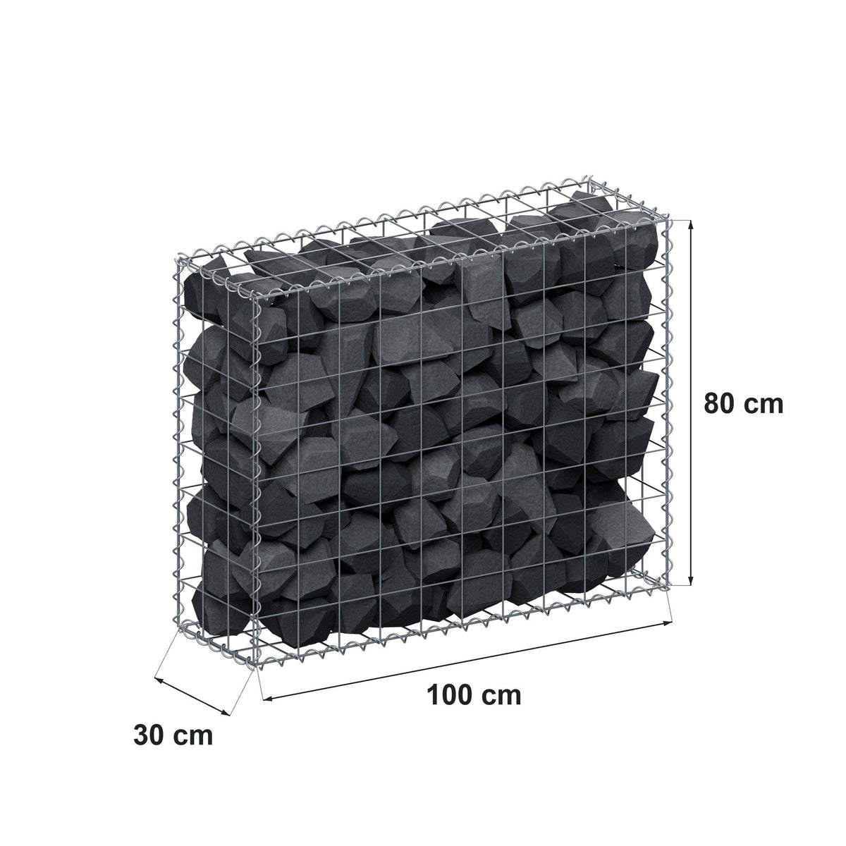 Gabion 100 cm x 80 cm x 30 cm (L x H x D), mesh size 10 cm x 10 cm, spiral