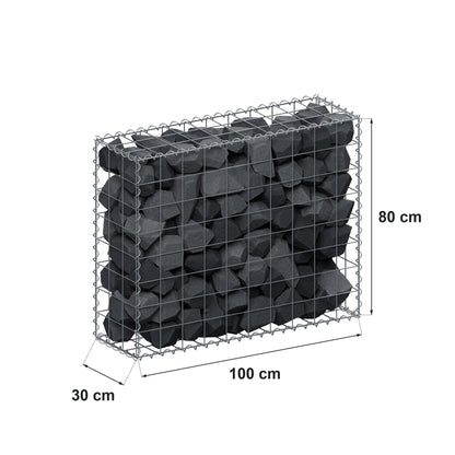 Gabion 100 cm x 80 cm x 30 cm (L x H x D), mesh size 10 cm x 10 cm, spiral