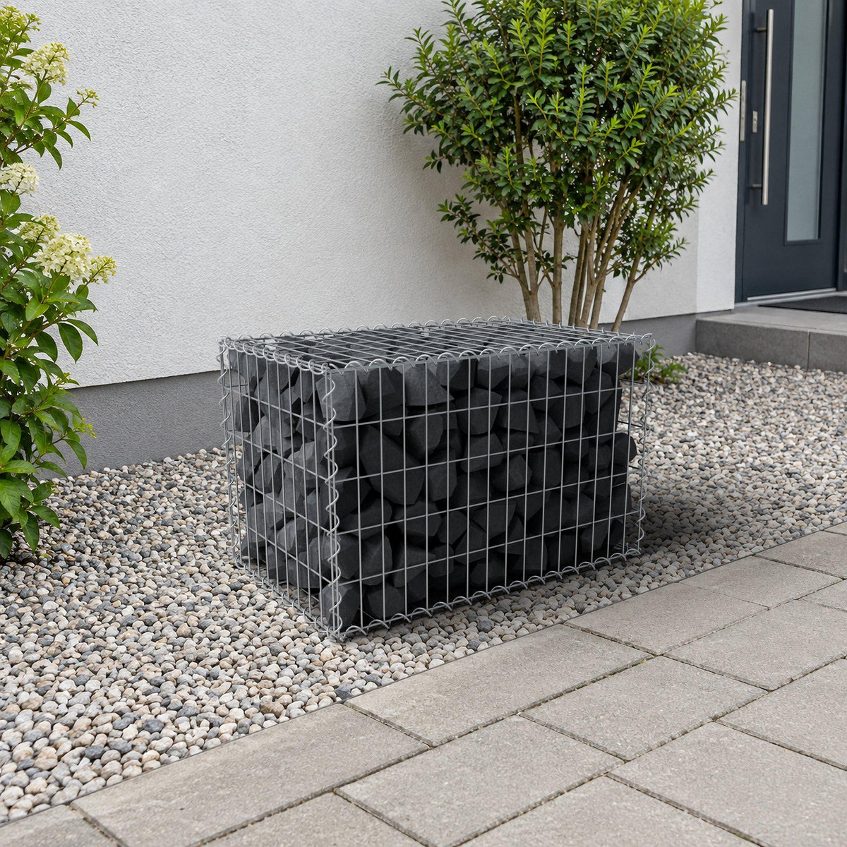 Gabião 80 cm x 50 cm x 50 cm (C x A x P), malhagem 5 cm x 10 cm, espiral