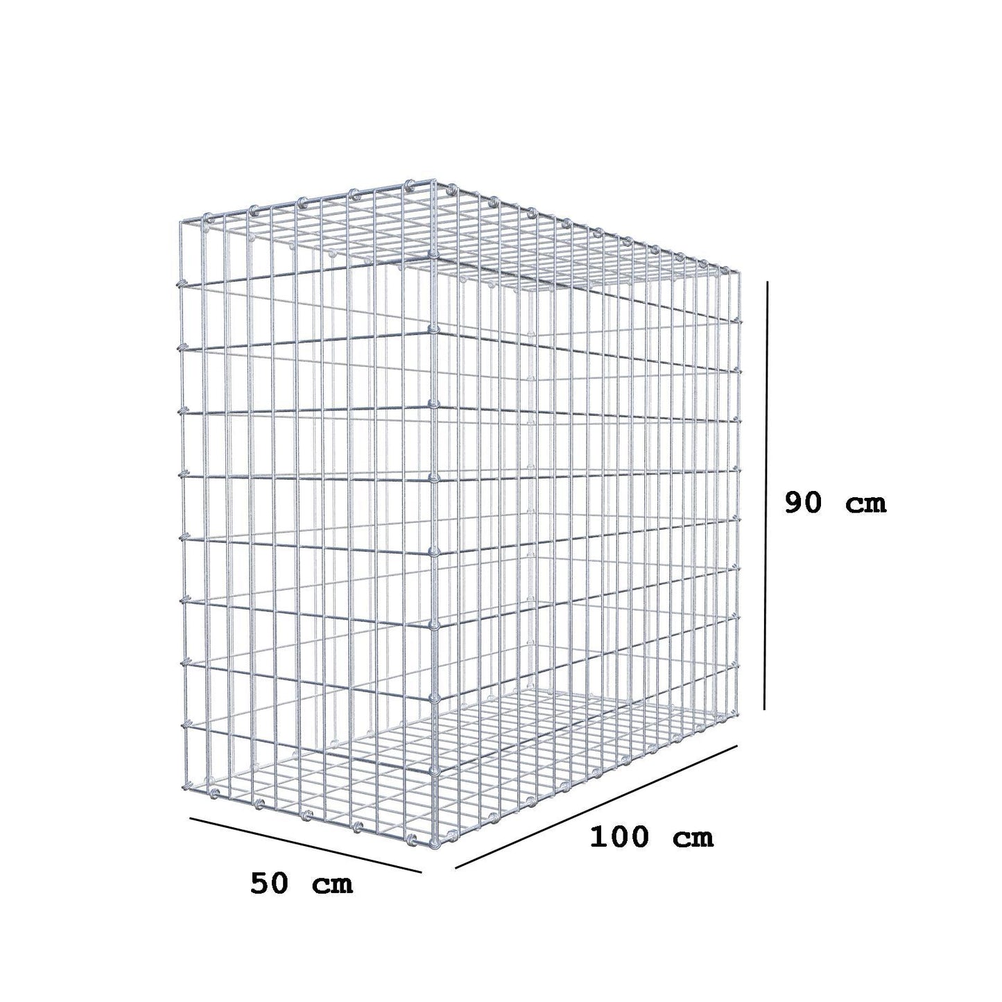 Gabion 100 cm x 90 cm x 50 cm (L x H x D), mesh size 5 x 10 cm, spiral ring