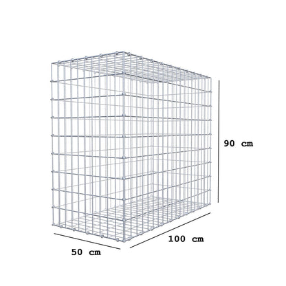 Gabion 100 cm x 90 cm x 50 cm (L x H x D), mesh size 5 x 10 cm, spiral ring