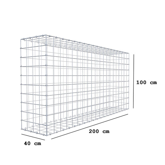Gabbione 200 cm x 100 cm x 40 cm (L x H x P), maglia 10 x 10 cm, anello a spirale