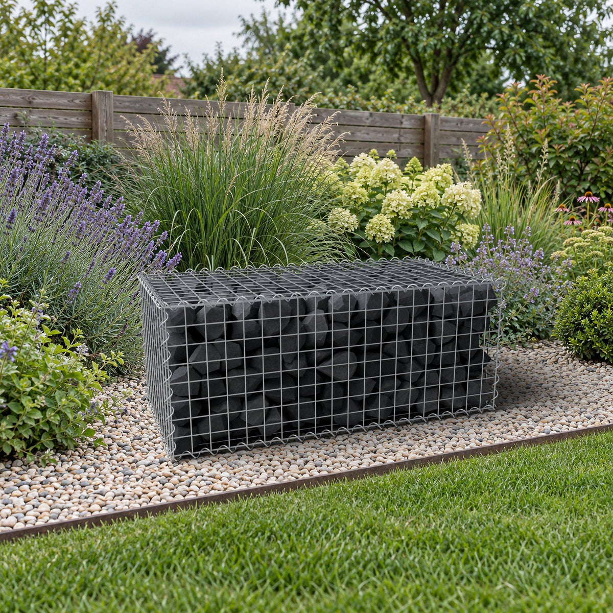 Gabion 100 cm x 40 cm x 50 cm (L x H x D), maskstorlek 5 cm x 5 cm, spiral