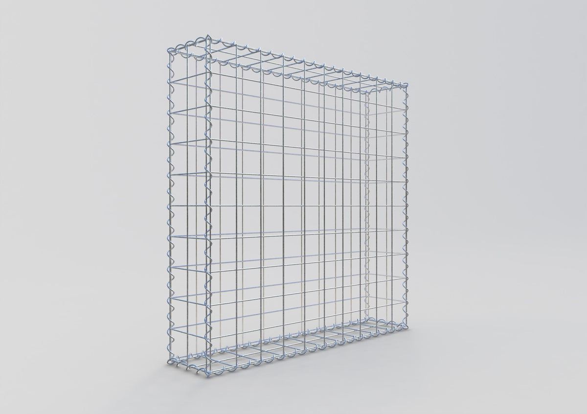 Gabion 100 cm x 100 cm x 20 cm (L x H x D), mesh size 10 cm x 10 cm, spiral