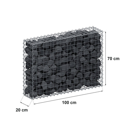 Gabione 100 cm x 70 cm x 20 cm (L x H x T), Maschenweite 5 cm x 5 cm, Spirale