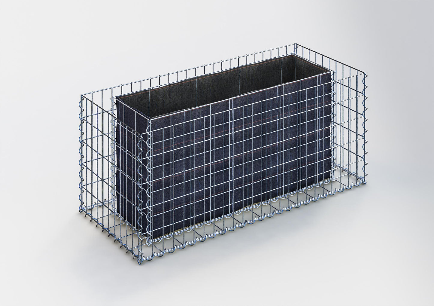Högbädd, fyrkantig 120 cm x 50 cm x 50 cm (L x H x D), maskstorlek 5 x 10 cm, väggtjocklek 10 cm