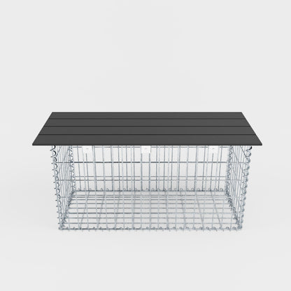 Havebænk spiralgabion 105 x 50 x 40 cm - MW 5 x 10 cm, med genbrugsbetræk i antracit