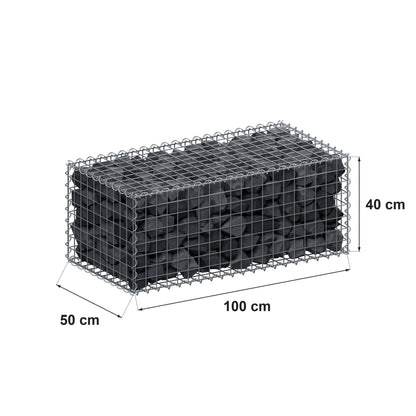 Gabion 100 cm x 40 cm x 50 cm (L x H x D), maskstorlek 5 cm x 5 cm, spiral
