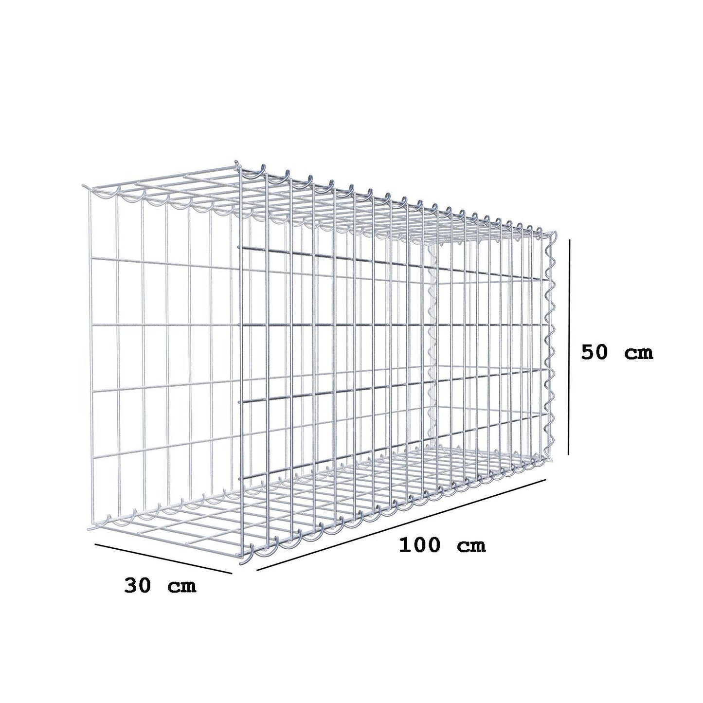 Påväxt gabion typ 2 100 cm x 50 cm x 30 cm (L x H x D), maskstorlek 5 cm x 10 cm, spiral
