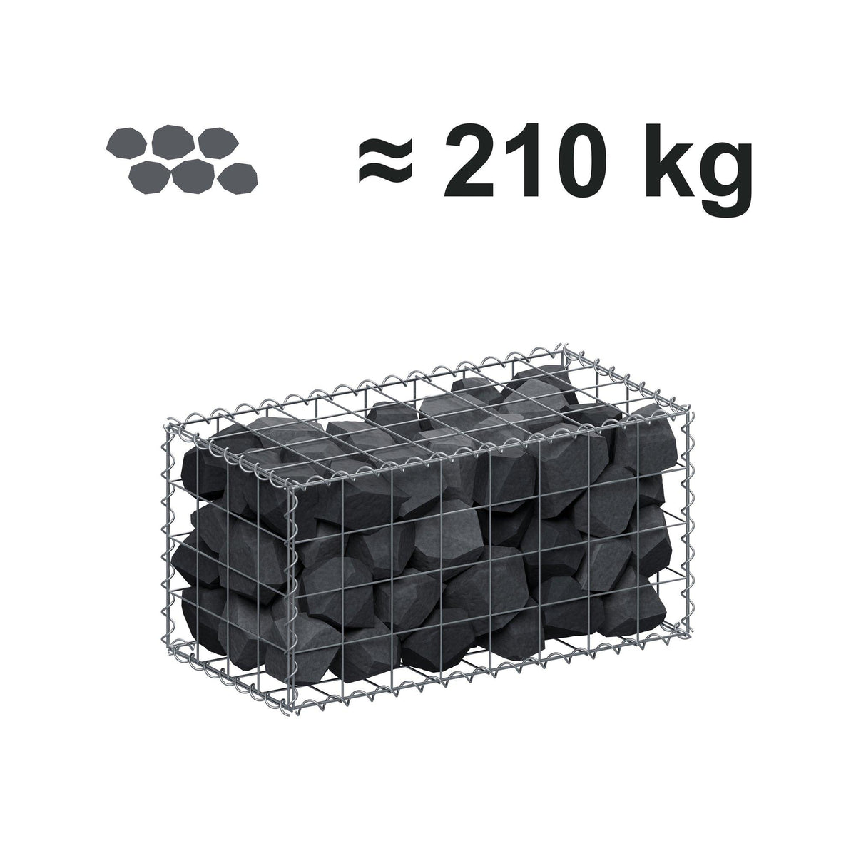 Gabione 80 cm x 40 cm x 40 cm (L x H x T), Maschenweite 10 cm x 10 cm, Spirale