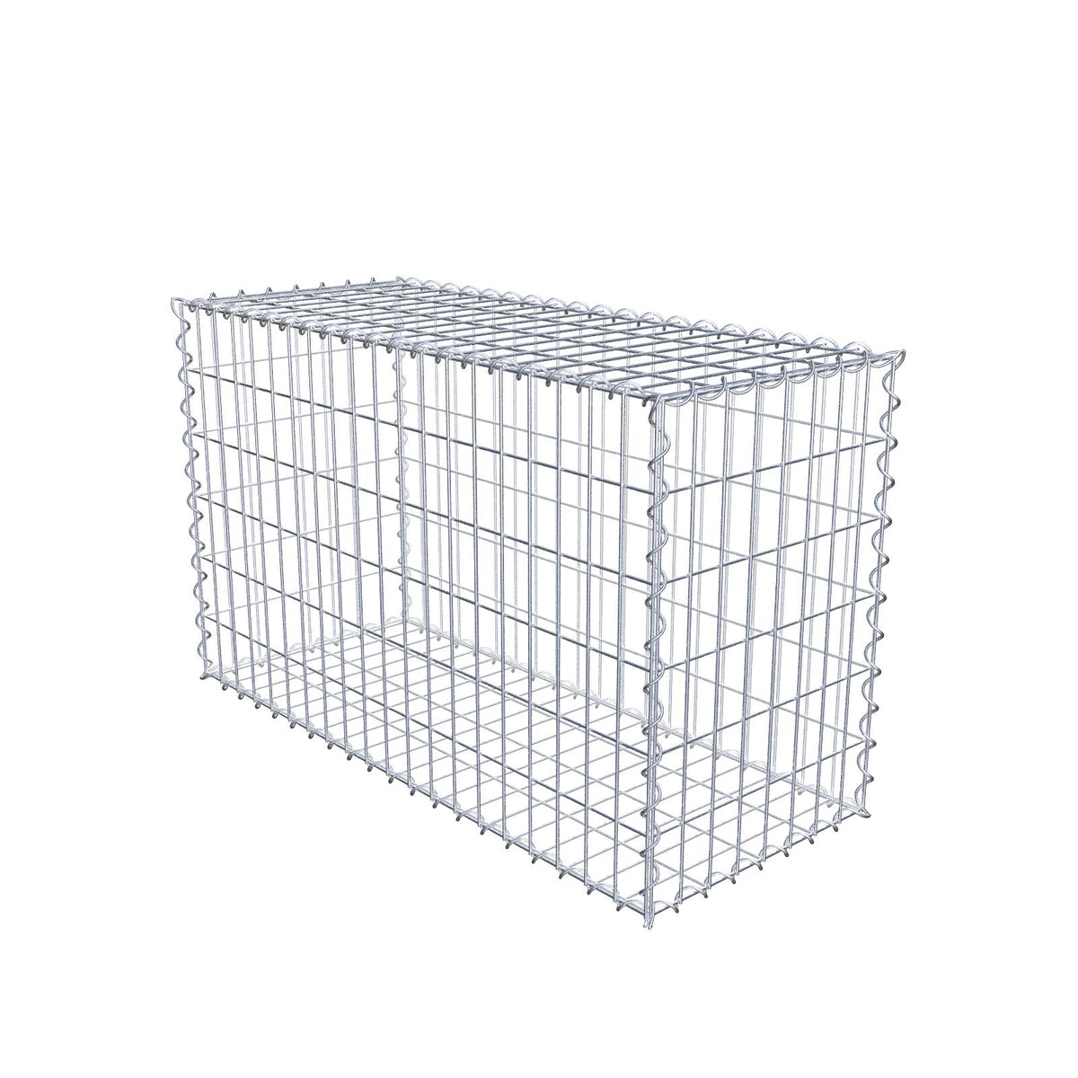 Gabião 100 cm x 60 cm x 40 cm (C x A x P), malhagem 5 cm x 10 cm, espiral