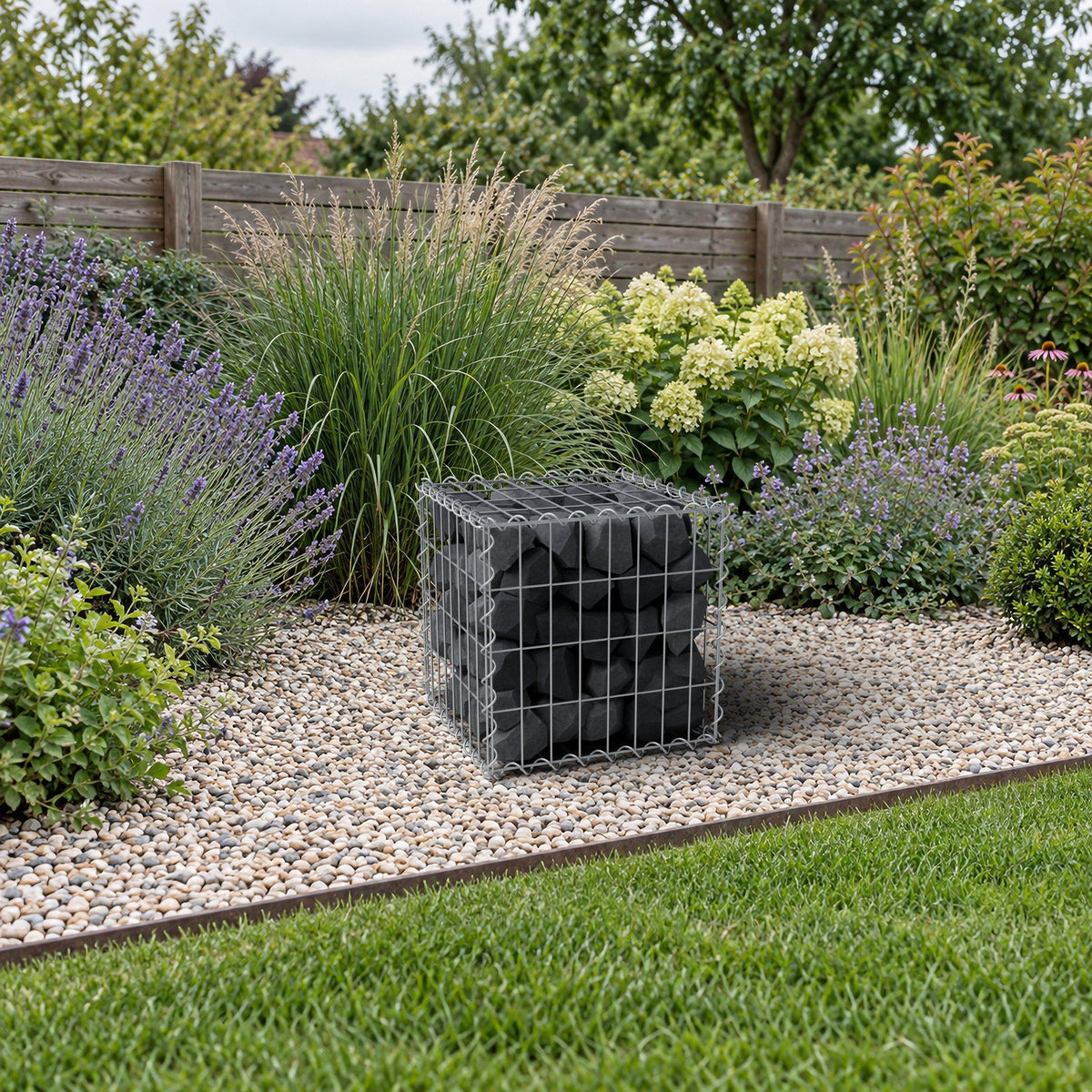 Gabion 40 cm x 40 cm x 40 cm (L x H x D), maskestørrelse 5 cm x 10 cm, spiral