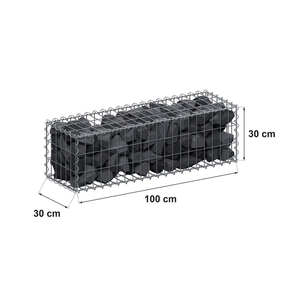 Schanskorf 100 cm x 30 cm x 30 cm (L x H x D), maaswijdte 5 cm x 10 cm, spiraalvormig