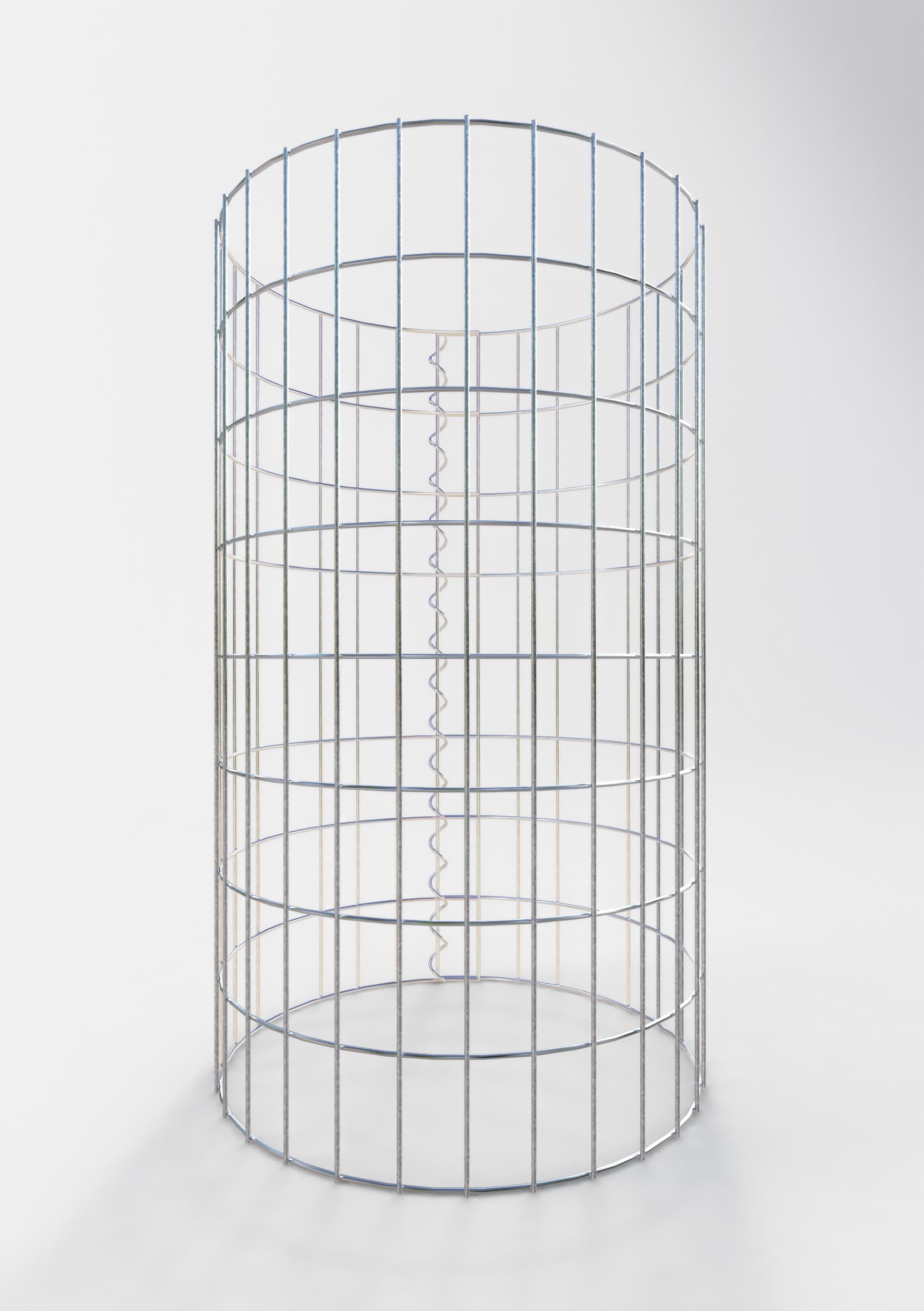 Gabion column around 47 cm diameter, 80 cm height, mesh size 5 cm x 10 cm