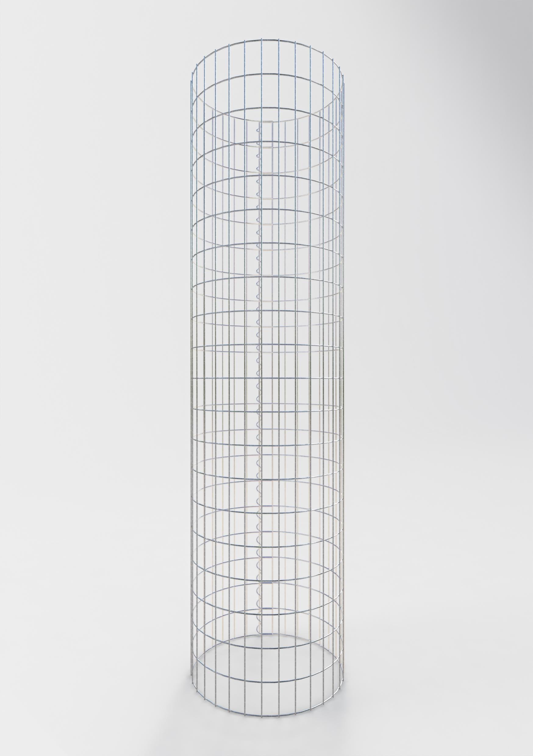 Gabion column around 52 cm diameter, 200 cm height, mesh size 5 cm x 10 cm