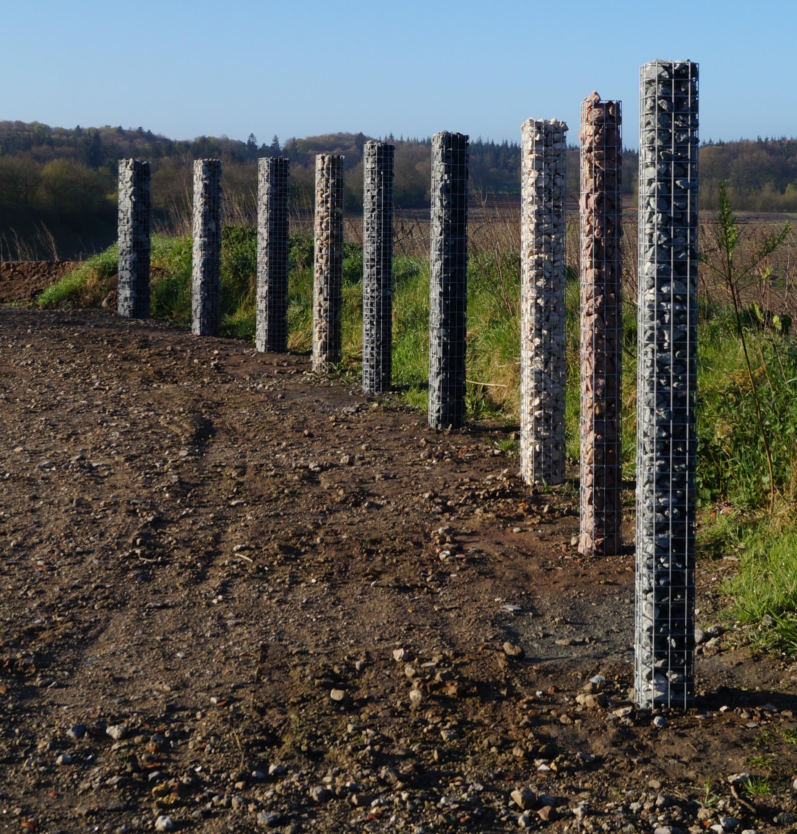 Round gabion column, hot-dip galvanized, 27 cm diameter, 200 cm height, MW 5 cm x 5 cm