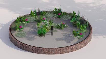 Tanque elevado de gabiões, redondo, diâmetro exterior 322 cm, altura 50 cm, dimensão da malha 5 x 5 cm, espessura da parede 15 cm