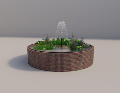 Gabion verhoogde vijver rond, buitendiameter 352 cm, hoogte 80 cm, maaswijdte 5 x 5 cm, wanddikte 15 cm