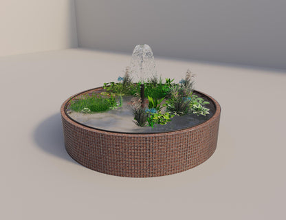 Gabion verhoogde vijver rond, buitendiameter 352 cm, hoogte 80 cm, maaswijdte 5 x 5 cm, wanddikte 15 cm