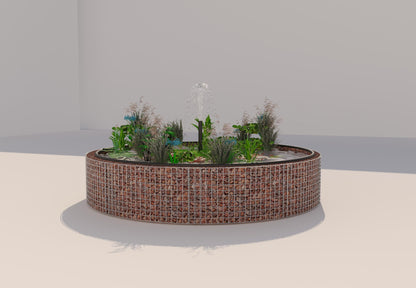 Gabion bassin surélevé rond, diamètre extérieur 232 cm, hauteur 50 cm, mailles 5 x 5 cm, épaisseur de paroi 15 cm