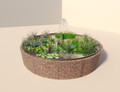 Gabion raised pond round, outer diameter 502 cm, height 80 cm, mesh size 5 x 5 cm, wall thickness 15 cm