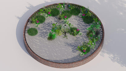 Tanque elevado de gabiões, redondo, diâmetro exterior 322 cm, altura 50 cm, dimensão da malha 5 x 5 cm, espessura da parede 15 cm