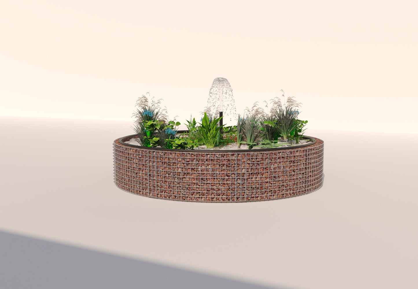 Gabion bassin surélevé rond, diamètre extérieur 232 cm, hauteur 50 cm, mailles 5 x 5 cm, épaisseur de paroi 15 cm