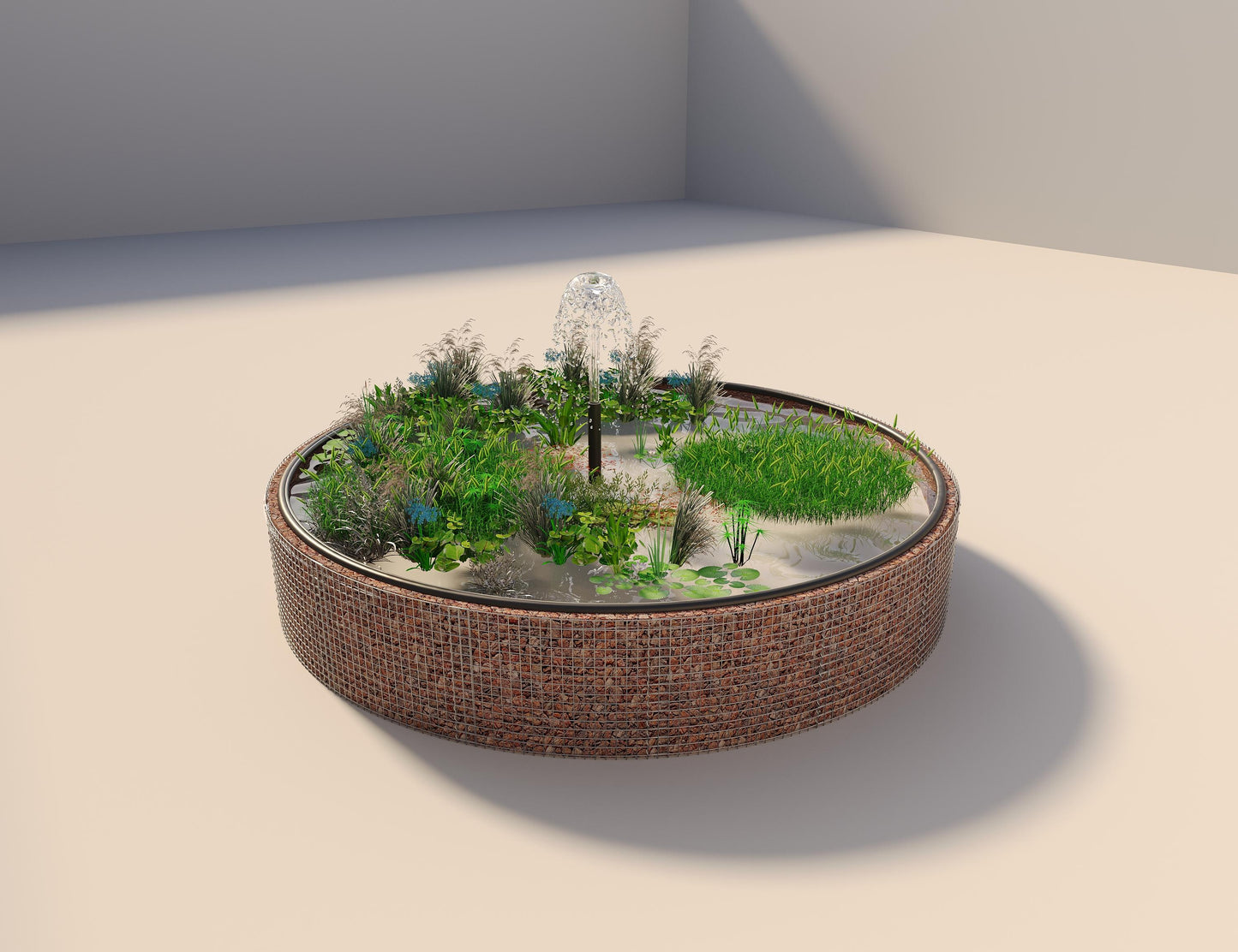 Gabion raised pond round, outer diameter 472 cm, height 80 cm, mesh size 5 x 5 cm, wall thickness 15 cm